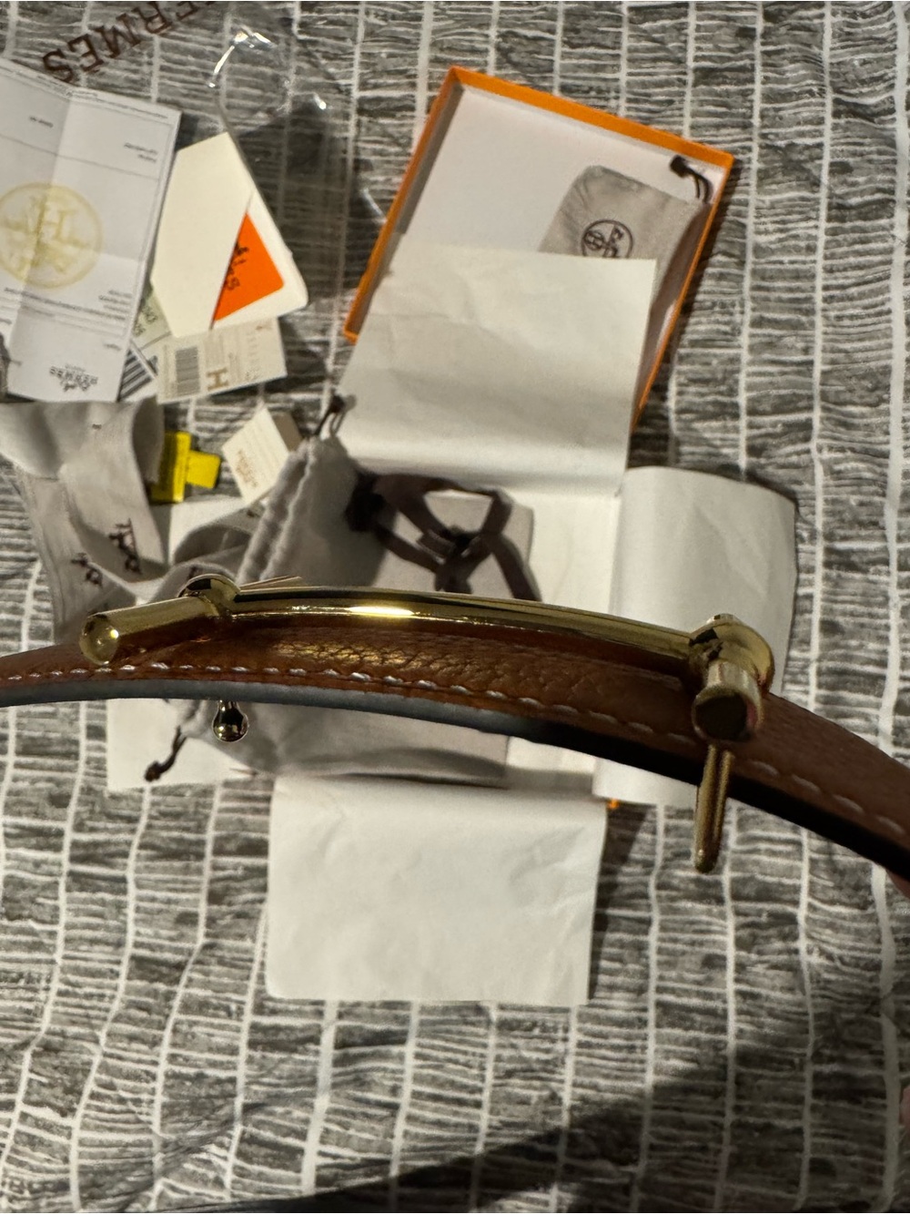 Hermes Men’s Reversible Belt 80cm Brown/Black Gold H Buckle Full Set - Picture 5 of 9